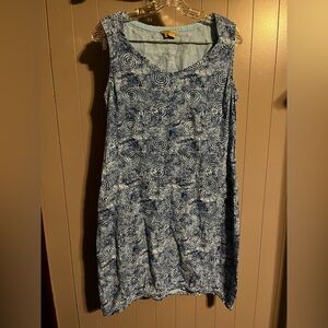 Royal Robbins Panorama Shift Dress Sleeveless Blue Linen Blend